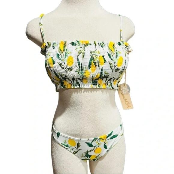 Cabana Del Sol Lemon Print Bikini Set Size Medium NWT - Picture 2 of 11